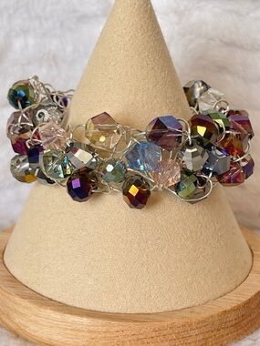 Handmade AB coated iridescent bead bracelet